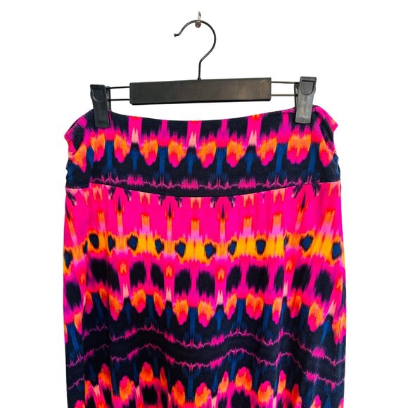 2/$30 Cynthia Rowley M Vibrant Ikat Pattern Maxi Skirt Magenta, Navy, Black - Picture 4 of 12